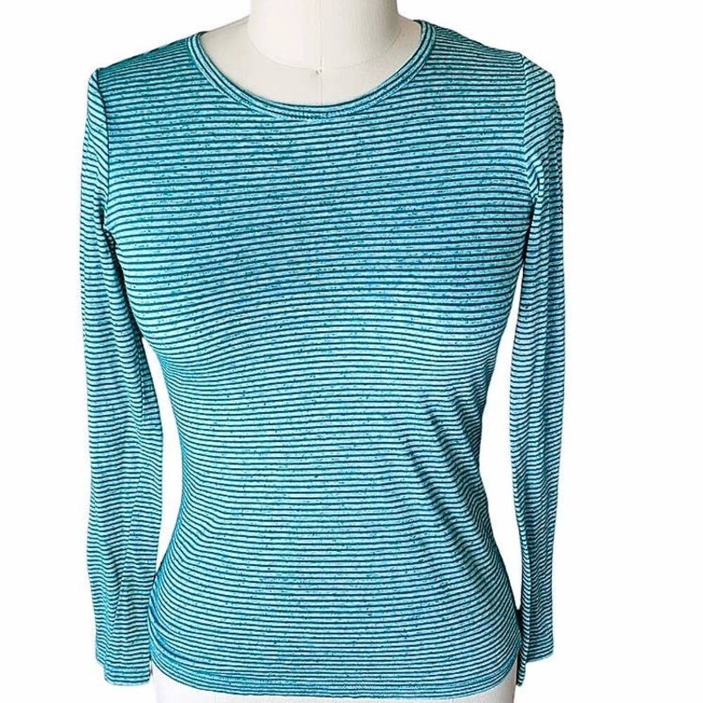GREY'S ANATOMY Official ABC Studios Green Striped Women's Scrub Shirt Top - Picture 2 of 5